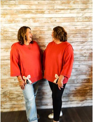 Petal & Bow Terry Pullover - Trudy's Trendy Boutique