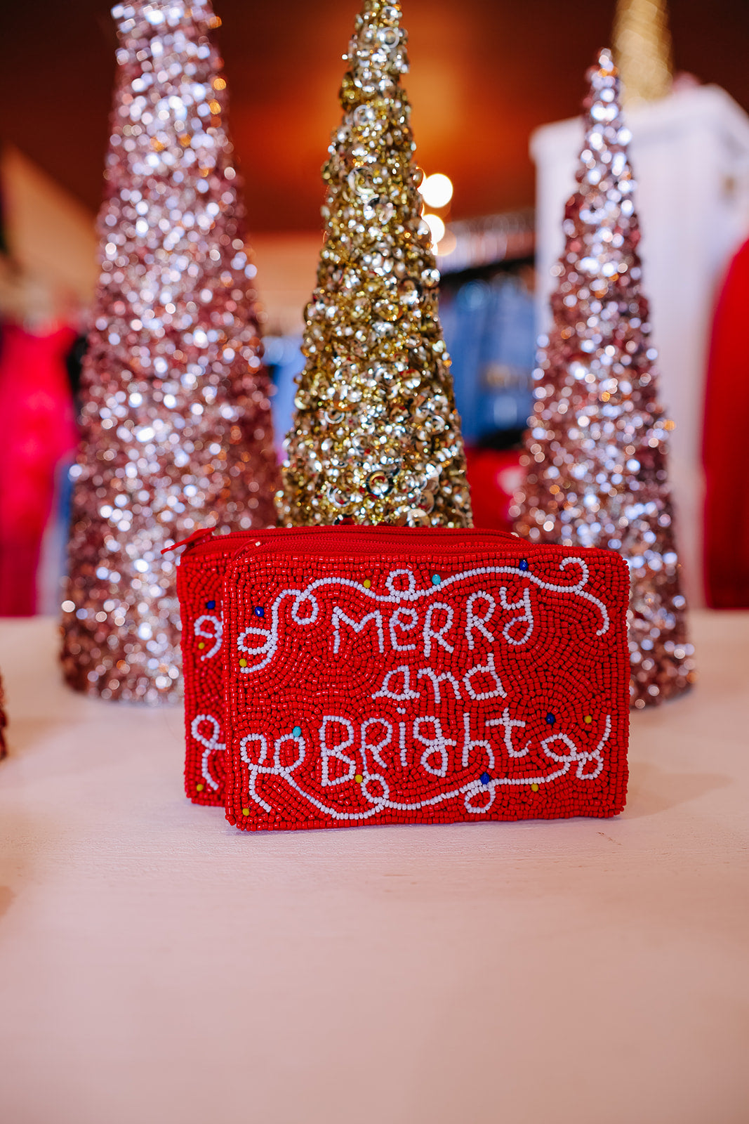 Christmas Holiday Seed Bead Pouch