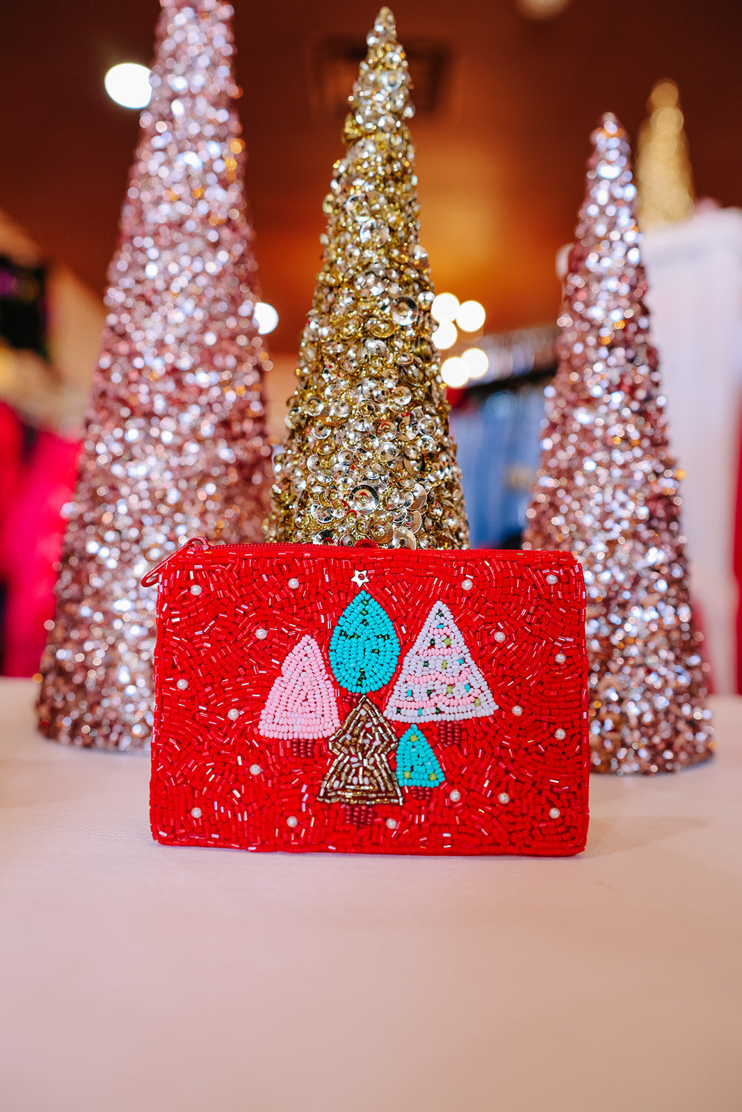 Christmas Holiday Seed Bead Pouch