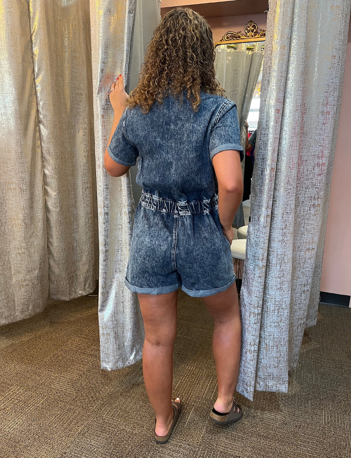Turn Back Time Kancan Denim Romper