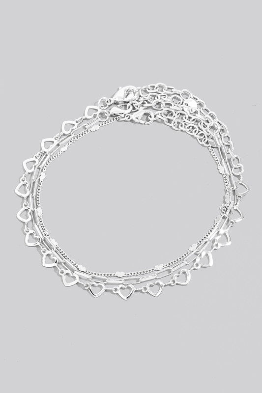 Layered Heart Chains Bracelet