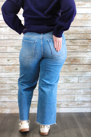 Flying Monkey HR Slim Crop Wide Jeans - Trudy's Trendy Boutique