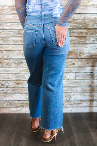 Flying Monkey HR Slim Crop Wide Jeans - Trudy's Trendy Boutique