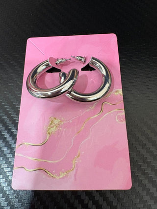 18K Silver Medium Hoops - Trudy's Trendy Boutique