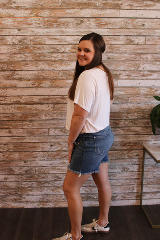 Judy Blue HW VFront Shorts - Trudy's Trendy Boutique