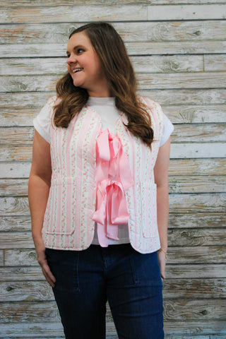Quilted Floral Bow Vest - Trudy's Trendy Boutique