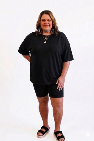 Round Neck Bike Short Set/Curvy - Trudy's Trendy Boutique