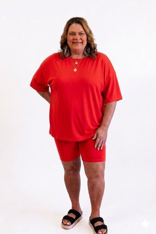 Round Neck Bike Short Set/Curvy - Trudy's Trendy Boutique