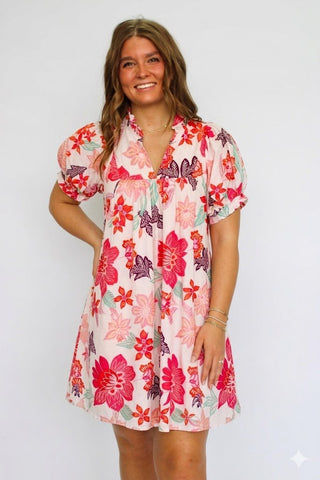 Petal Pop Puff Sleeve Dress - Trudy's Trendy Boutique