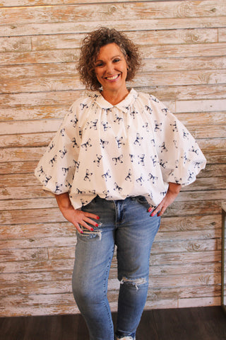Bow Glam Blouse - Trudy's Trendy Boutique
