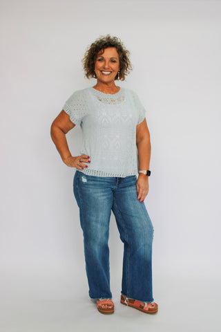 BreezePoint Eyelet Knit Top - Trudy's Trendy Boutique