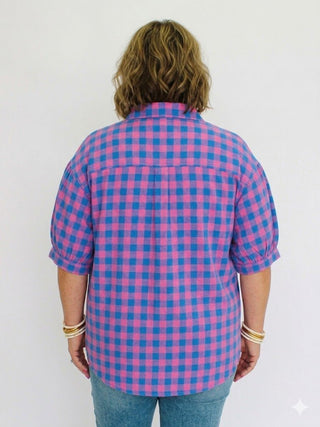 Retro Check Dolman Blouse - Trudy's Trendy Boutique