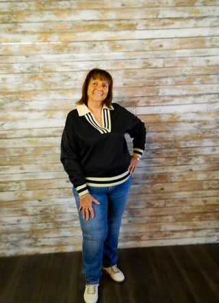 Contrast Charm Knit Pullover - Trudy's Trendy Boutique