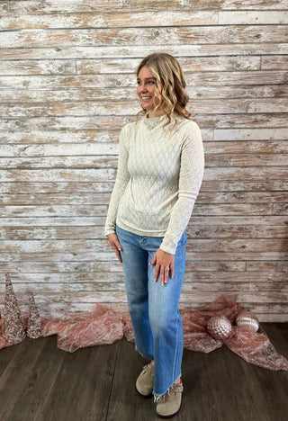 Shimmer Essence Mock Neck Top - Trudy's Trendy Boutique