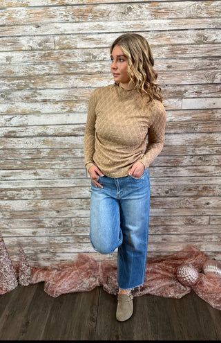 Shimmer Essence Mock Neck Top - Trudy's Trendy Boutique