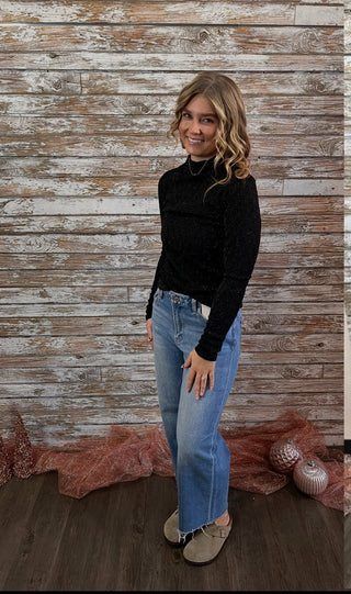 Shimmer Essence Mock Neck Top - Trudy's Trendy Boutique