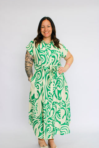 Willow Breeze Button Midi Dress - Trudy's Trendy Boutique