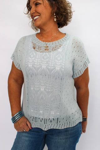 BreezePoint Eyelet Knit Top - Trudy's Trendy Boutique