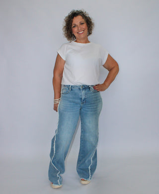 Judy Blue HW Retro Wide Twisted Jeans - Trudy's Trendy Boutique