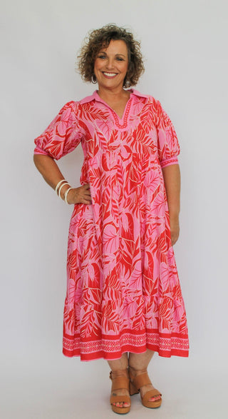 The Botanica Border Dress Reg/Curvy - Trudy's Trendy Boutique