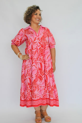 The Botanica Border Dress Reg/Curvy - Trudy's Trendy Boutique