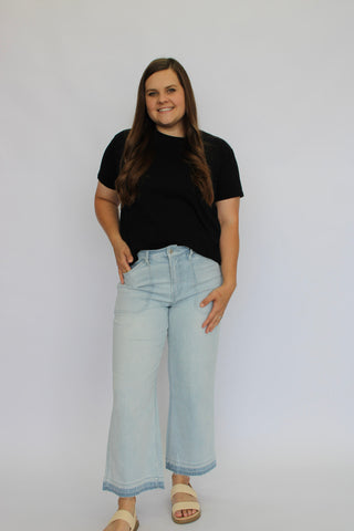 Mica High Rise Wide Leg Striped Crops - Trudy's Trendy Boutique