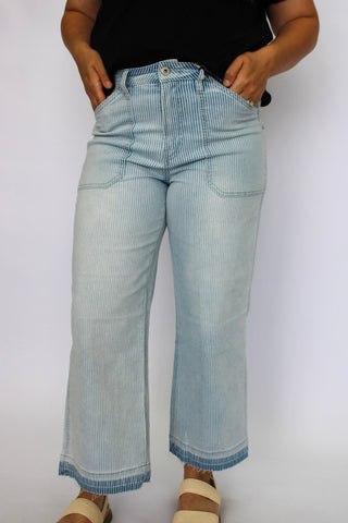 Mica High Rise Wide Leg Striped Crops - Trudy's Trendy Boutique