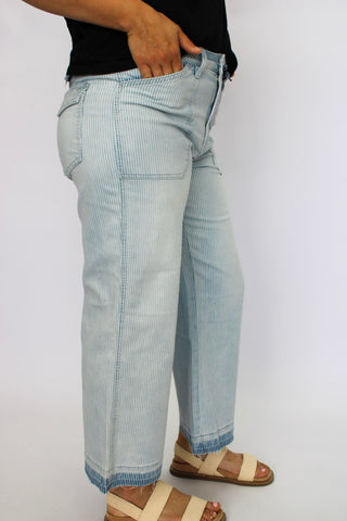 Mica High Rise Wide Leg Striped Crops - Trudy's Trendy Boutique