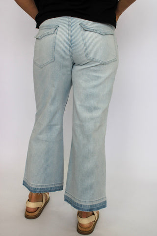 Mica High Rise Wide Leg Striped Crops - Trudy's Trendy Boutique