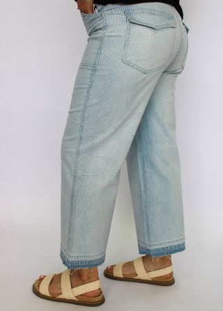 Mica High Rise Wide Leg Striped Crops - Trudy's Trendy Boutique