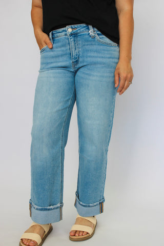 Vervet MidRise Cuffed Slim Wide Jeans Reg/Curvy - Trudy's Trendy Boutique