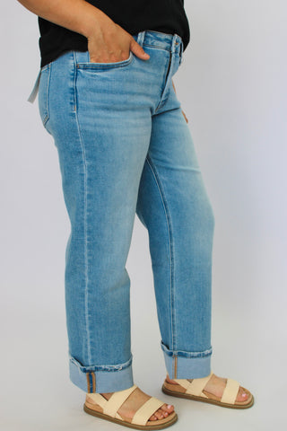 Vervet MidRise Cuffed Slim Wide Jeans Reg/Curvy - Trudy's Trendy Boutique