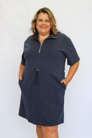 Jetsetter Scuba Drawstring Dress/Curvy - Trudy's Trendy Boutique