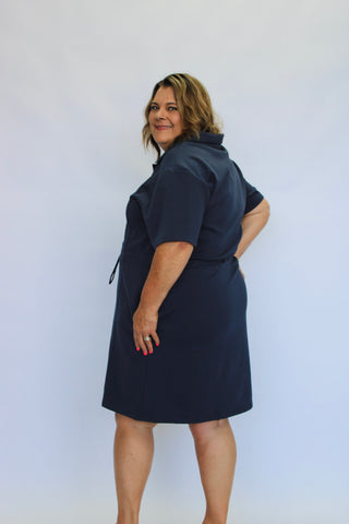 Jetsetter Scuba Drawstring Dress/Curvy - Trudy's Trendy Boutique