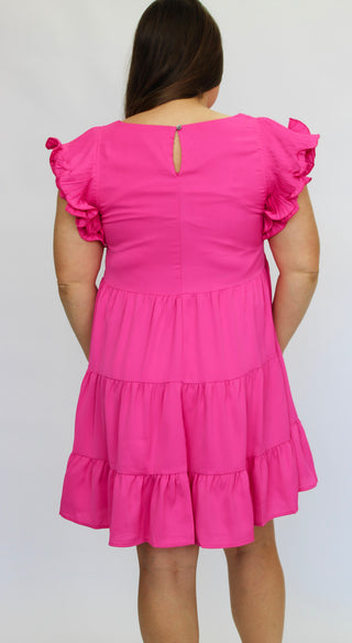 Pink Party Pleated Tiered Dress - Trudy's Trendy Boutique