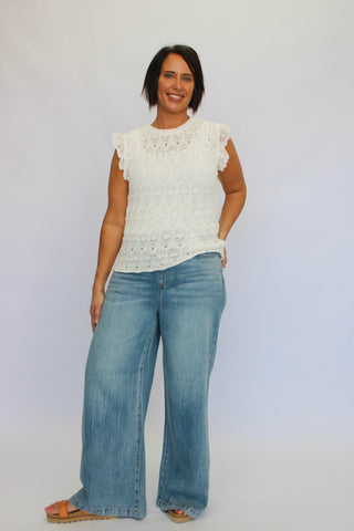 Cloud Nine Lace Trim Top - Trudy's Trendy Boutique