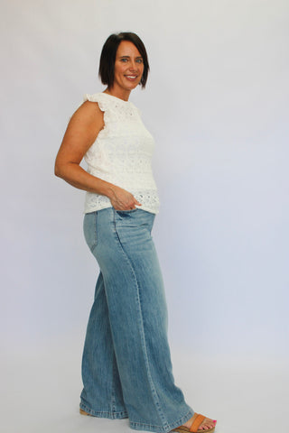 Cloud Nine Lace Trim Top - Trudy's Trendy Boutique