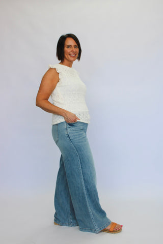 Cloud Nine Lace Trim Top - Trudy's Trendy Boutique