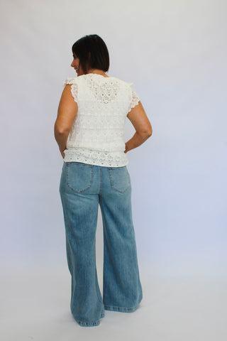 Cloud Nine Lace Trim Top - Trudy's Trendy Boutique