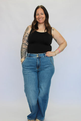 Judy Blue HW Column Trouser SHORT - Trudy's Trendy Boutique