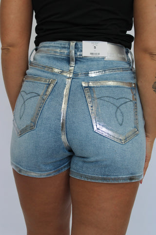 Judy Blue HW Slim Shorts Foil Seam - Trudy's Trendy Boutique
