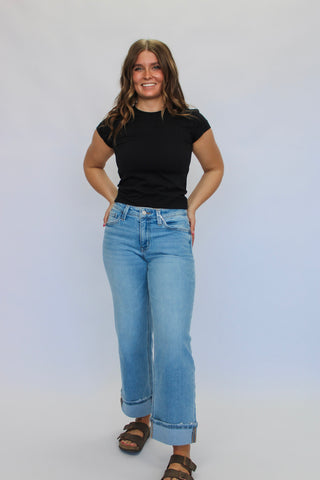 Vervet MidRise Cuffed Slim Wide Jeans Reg/Curvy - Trudy's Trendy Boutique
