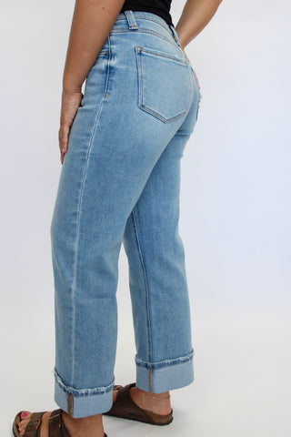 Vervet MidRise Cuffed Slim Wide Jeans Reg/Curvy - Trudy's Trendy Boutique