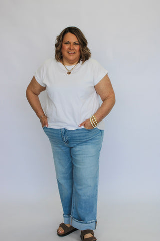 Vervet MidRise Cuffed Slim Wide Jeans Reg/Curvy - Trudy's Trendy Boutique