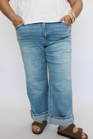Vervet MidRise Cuffed Slim Wide Jeans Reg/Curvy - Trudy's Trendy Boutique