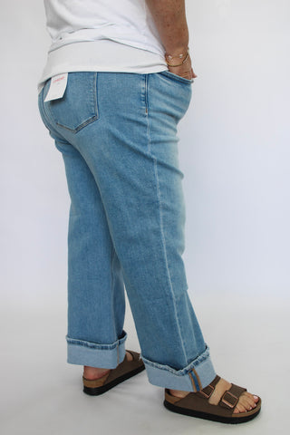 Vervet MidRise Cuffed Slim Wide Jeans Reg/Curvy - Trudy's Trendy Boutique