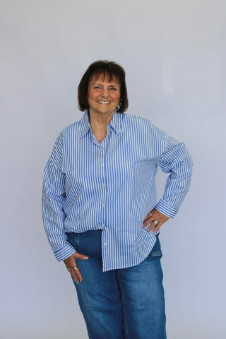 The Line Up Oversized Luxe Button Down - Trudy's Trendy Boutique
