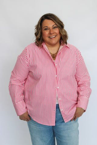 The Line Up Oversized Luxe Button Down - Trudy's Trendy Boutique