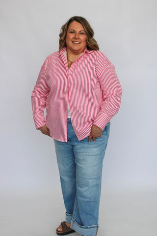 The Line Up Oversized Luxe Button Down - Trudy's Trendy Boutique