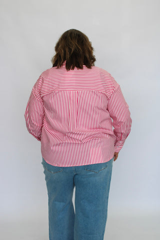 The Line Up Oversized Luxe Button Down - Trudy's Trendy Boutique
